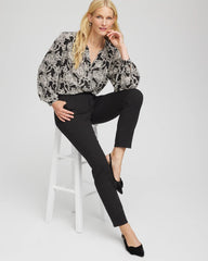 Chico's Caviar Bead Georgette Blouse BLACK