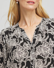 Chico's Caviar Bead Georgette Blouse BLACK