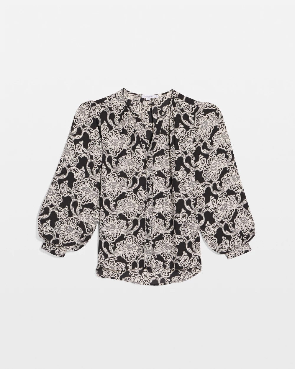 Chico's Caviar Bead Georgette Blouse BLACK