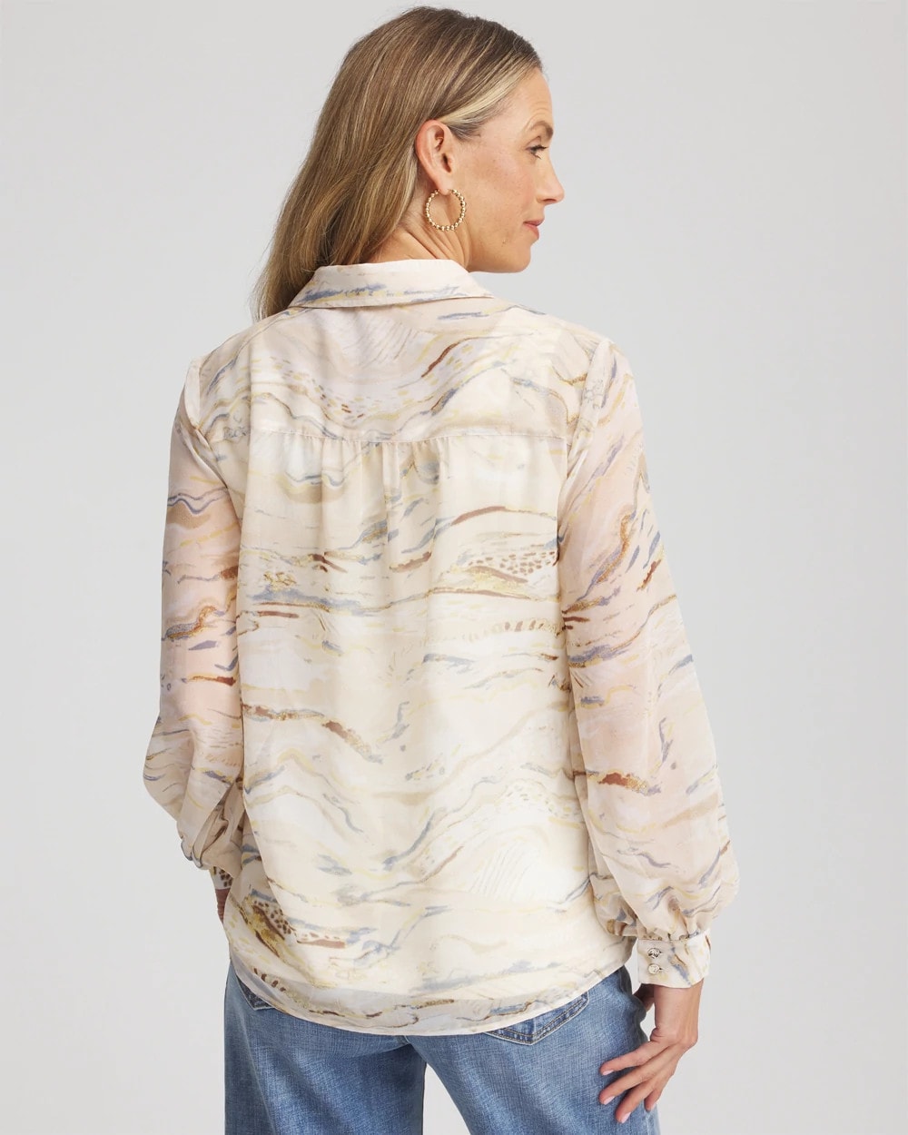Chico's Georgette Blouson Sleeve Blouse ECRU