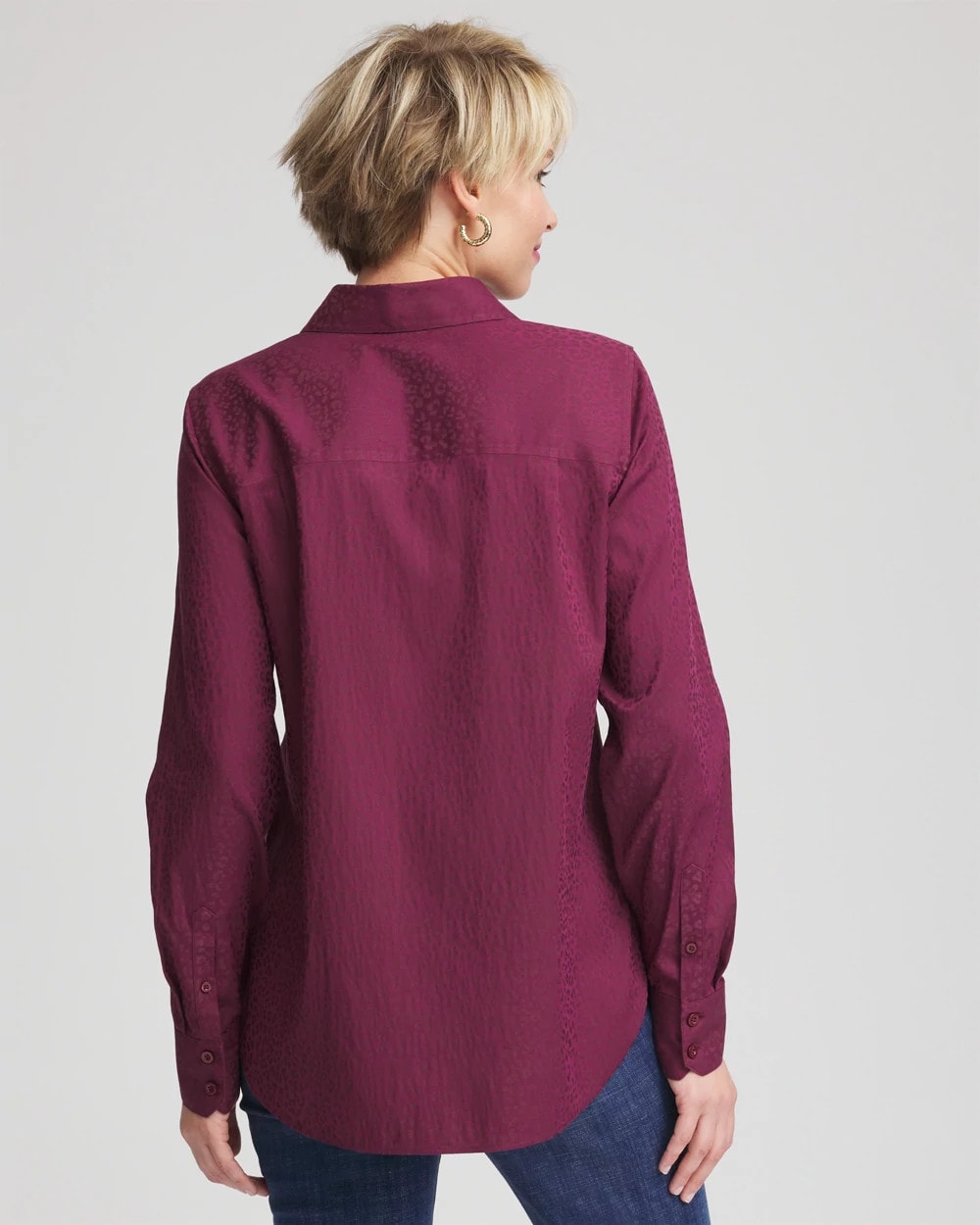 Chico's No Iron™ Jacquard Chianti Animal-Motif Shirt DEEP CHIANTI