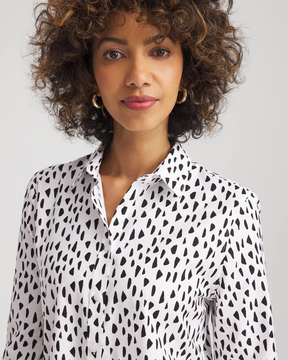 Chico's No Iron™ Polka Dot  Shirt OPTIC WHITE