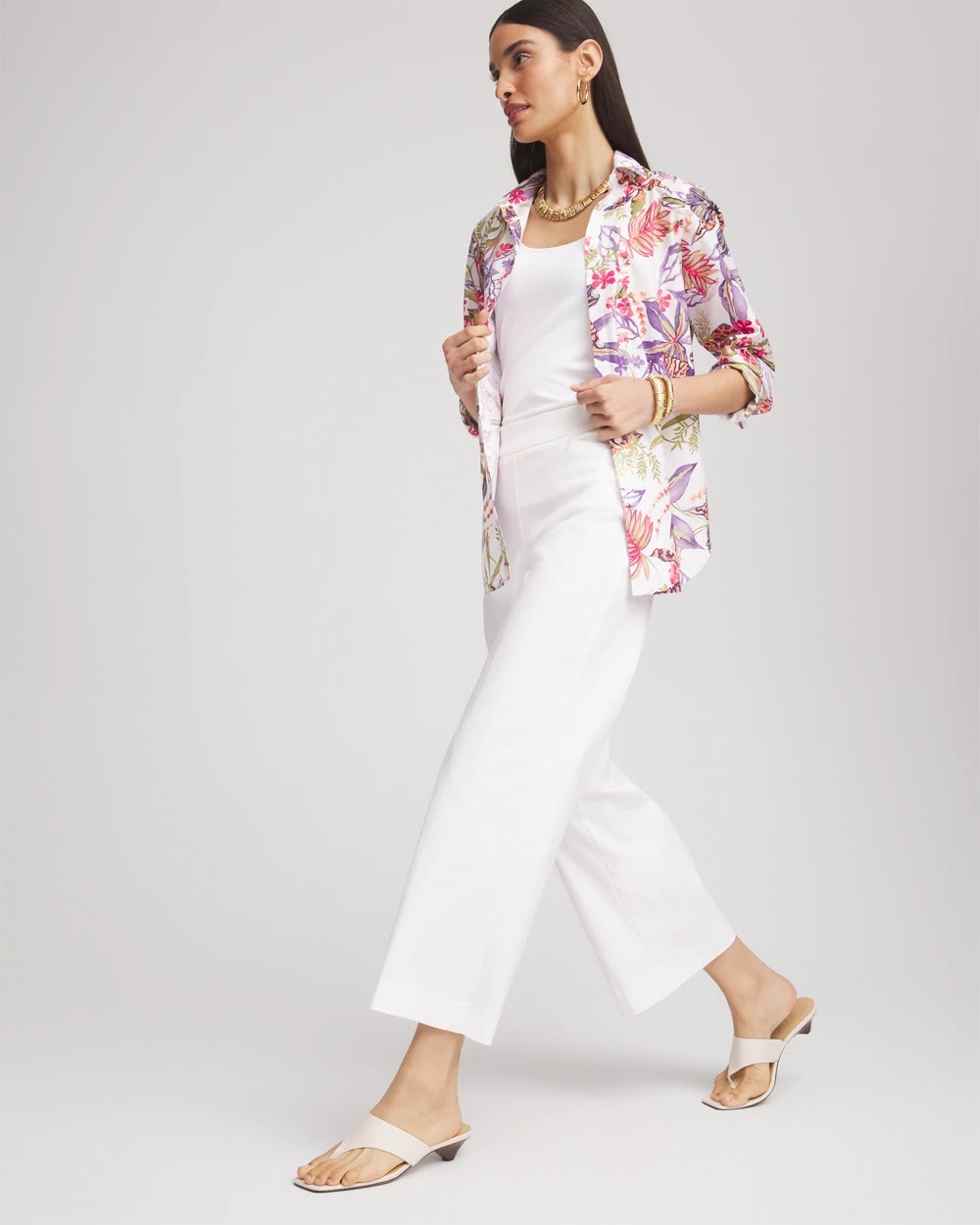 Chico's No Iron™ Tropical Floral Stretch Shirt PLUM SHADE