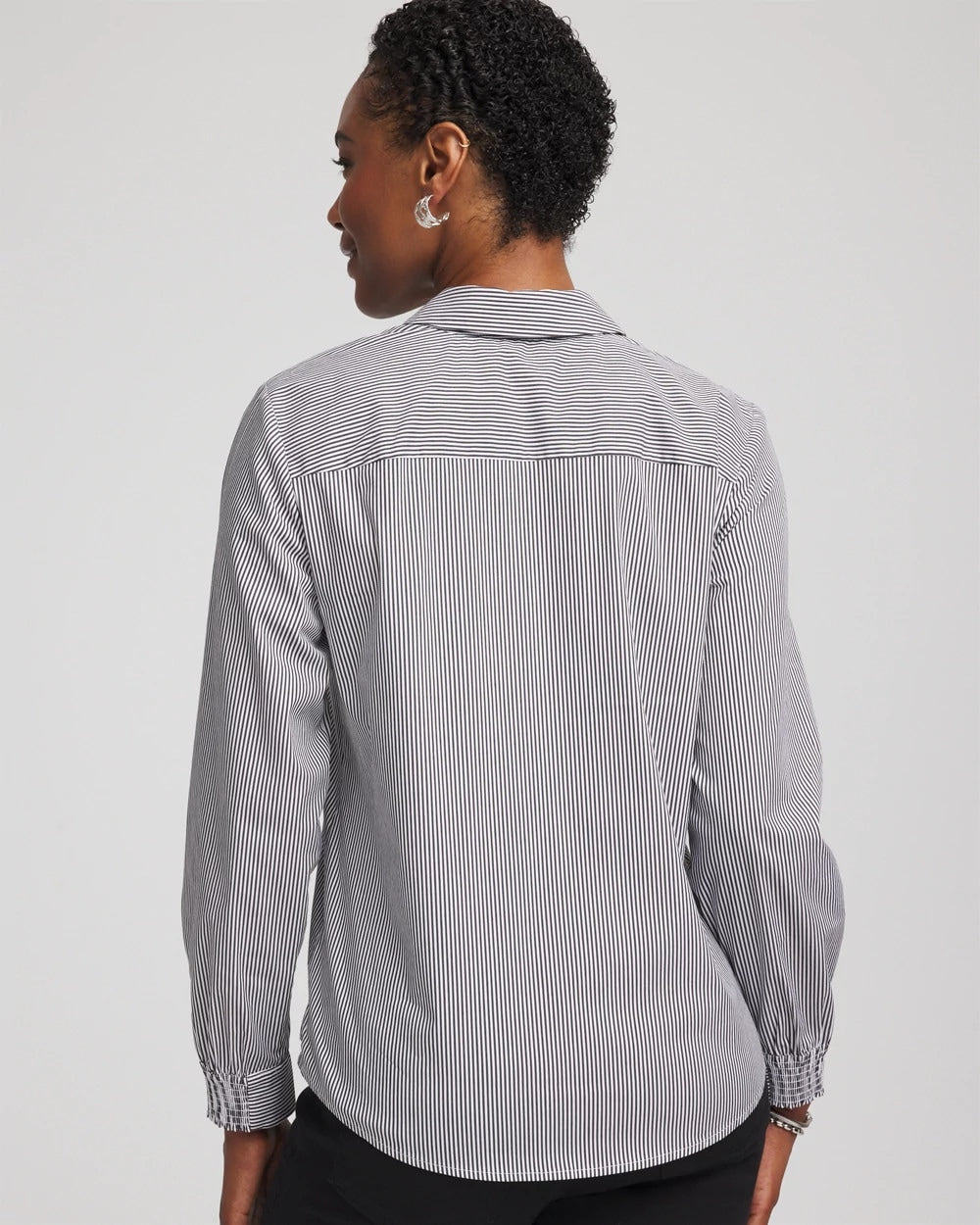 Chico's Poplin Stripe Shirt BLACK
