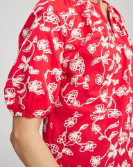 Chico's Floral Embroidered Cotton Peasant Blouse