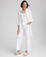 Chico's Pintuck Placket Linen Tunic ALABASTER