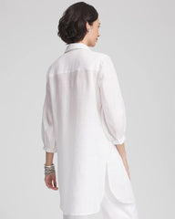 Chico's Pintuck Placket Linen Tunic ALABASTER