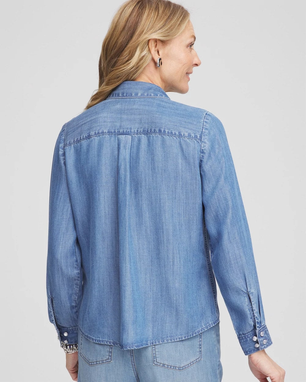 Chico's Embroidered Tencel™ Denim Shirt VIOLA WASH