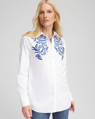 Chico's No Iron™ Wildflower Embroidered Shirt OPTIC WHITE
