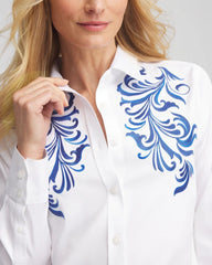 Chico's No Iron™ Wildflower Embroidered Shirt OPTIC WHITE