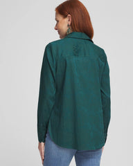 Chico's No Iron™ Green Jacquard Shirt ENCHANTED FOREST