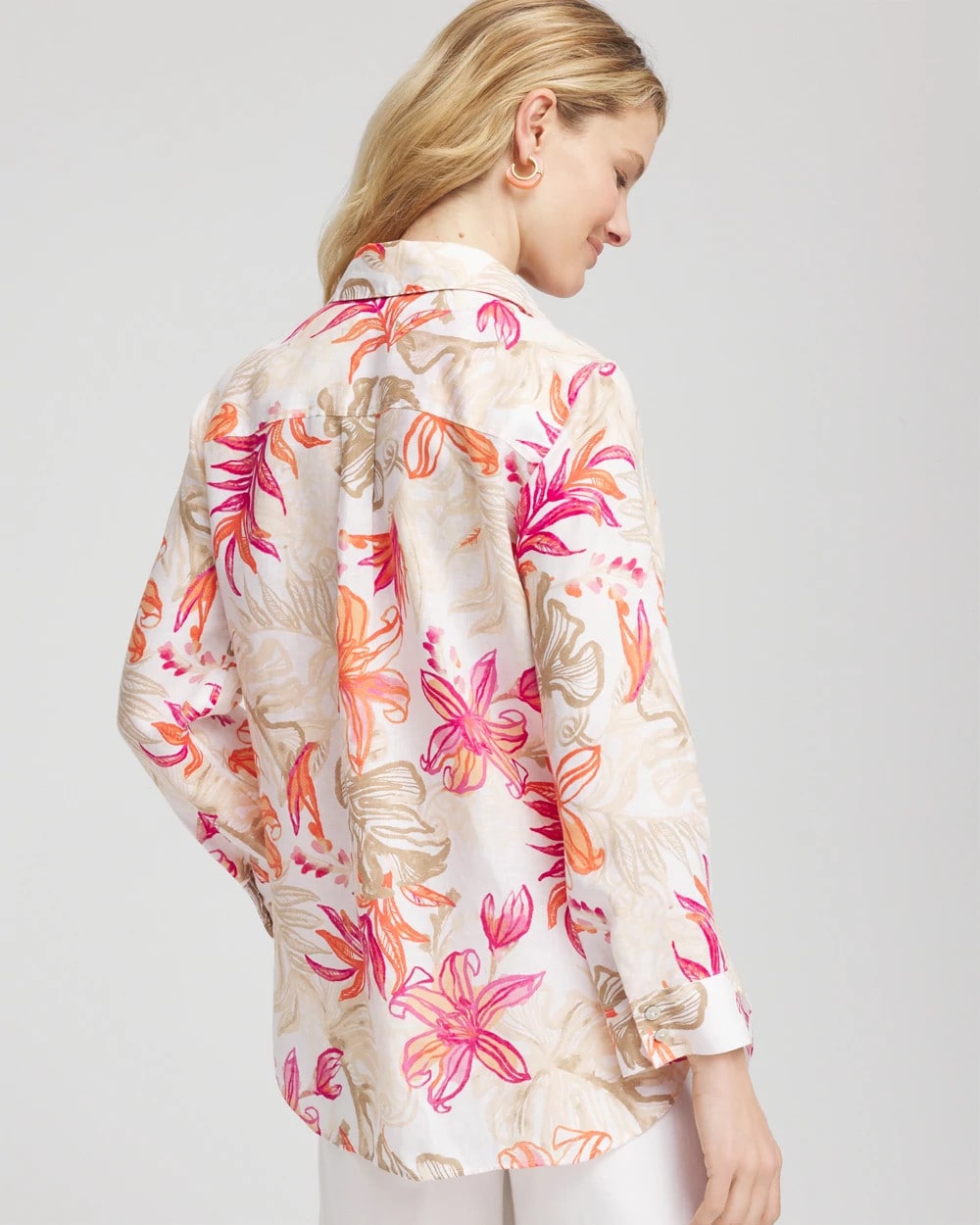 Chico's No Iron™ Tropical Floral Linen Shirt CRUSHED BERRIES