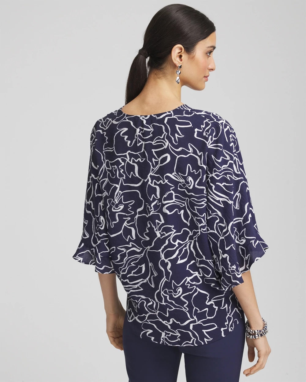 Chico's Ecovero™ Tie-Front Frill Sleeve Blouse PASSPORT BLUE