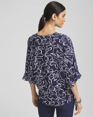 Chico's Ecovero™ Tie-Front Frill Sleeve Blouse PASSPORT BLUE