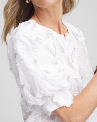 Chico's Applique Embroidered Top ALABASTER
