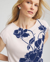 Chico's Travelers™ Wildflower Cap-Sleeved Tunic BLUE CASA