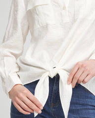 Chico's Textured Tie-Front Pullover Top ECRU