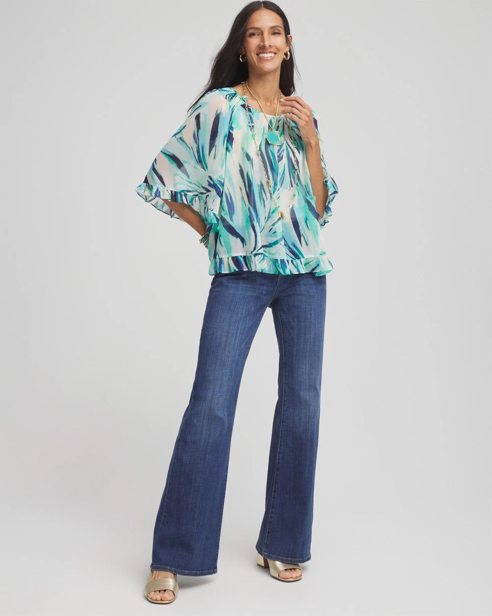 Chico's Georgette Batwing Blouse SEASPRAY