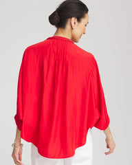 Chico's Braided Batwing Blouse RED GLOW