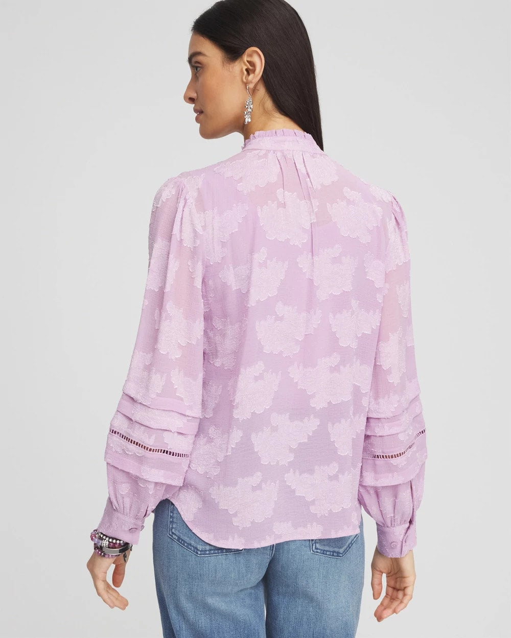 Chico's Textured Jacquard V-Neck Blouse CHARMED VIOLET