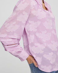 Chico's Textured Jacquard V-Neck Blouse CHARMED VIOLET