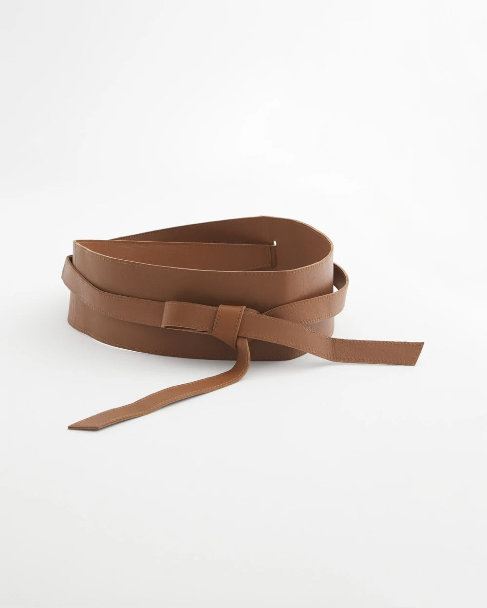 Chico's Leather Double-Sided Obi Belt BROWN