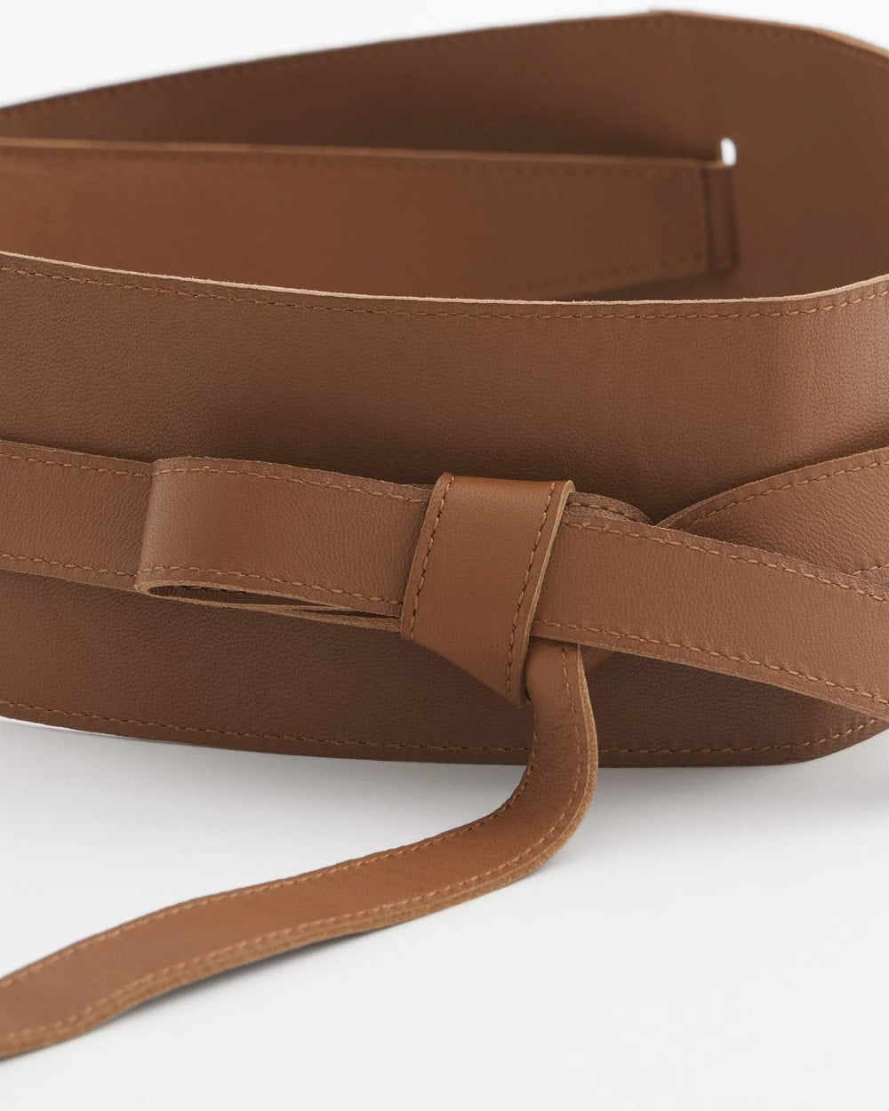 Chico's Leather Double-Sided Obi Belt BROWN