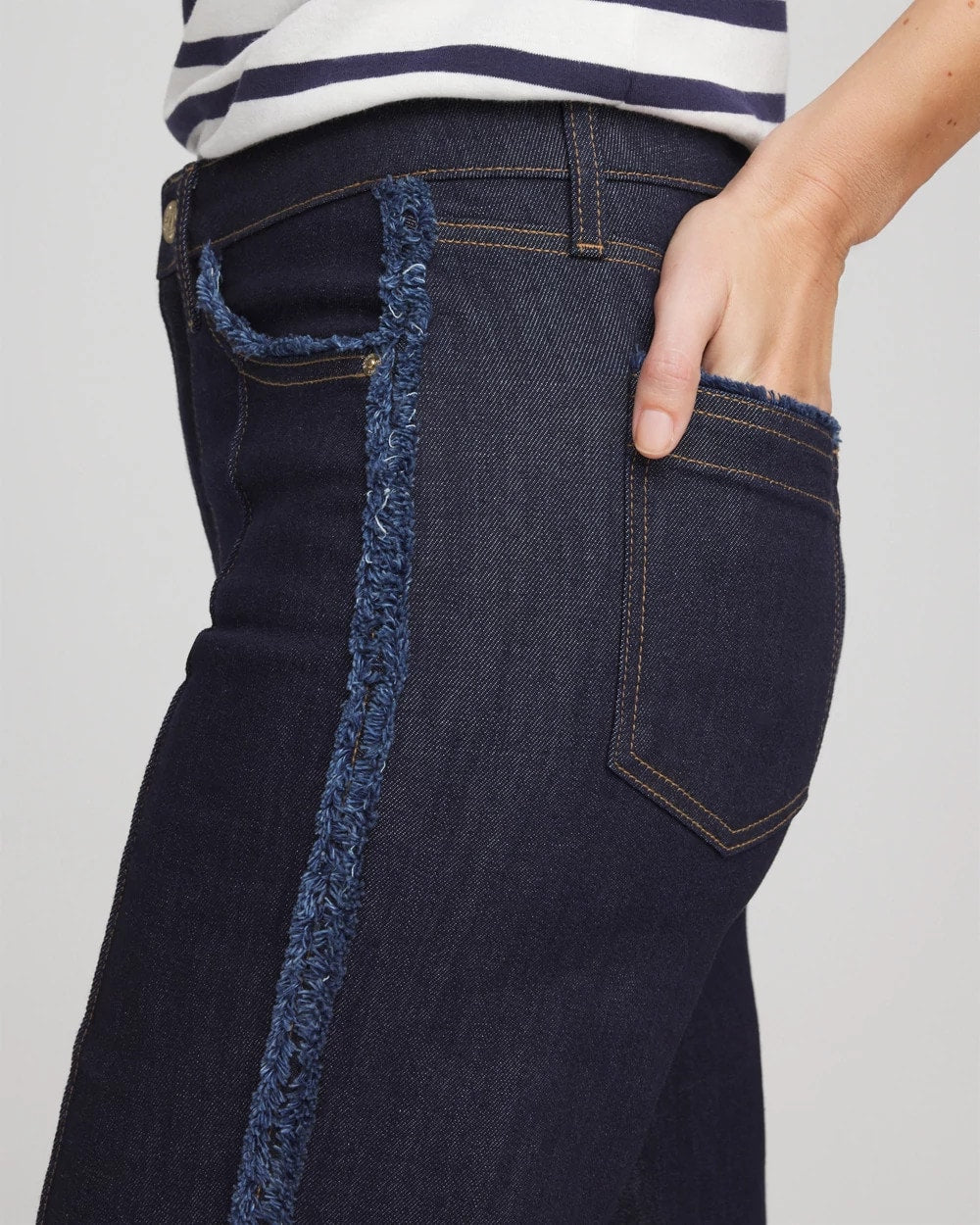 Chico's Frayed High-Rise Wide-Leg Jeans CEDAR RINSE