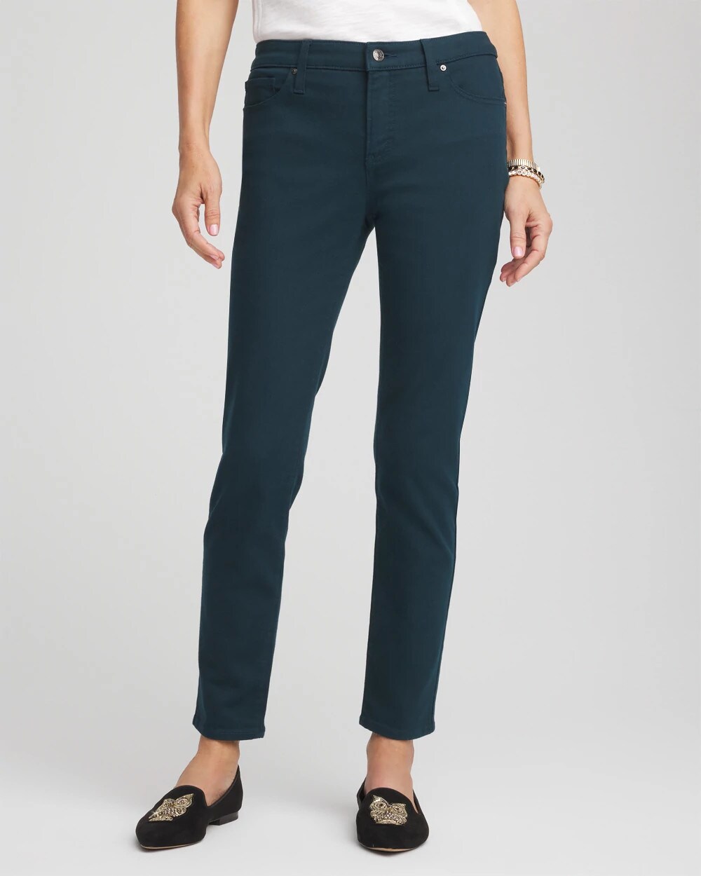 Chico's Girlfriend Slim Ankle Jeans TEAL SHADOW