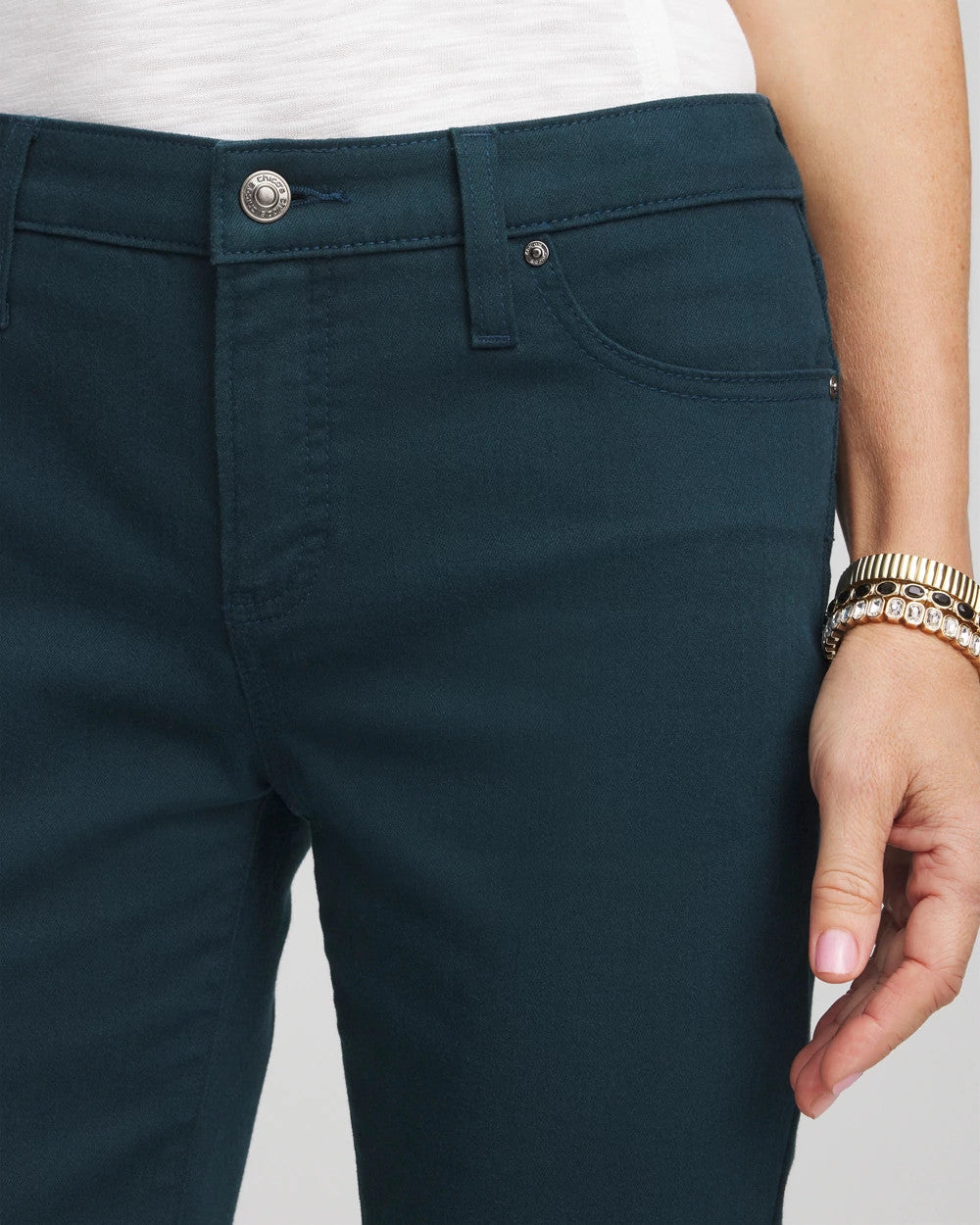 Chico's Girlfriend Slim Ankle Jeans TEAL SHADOW