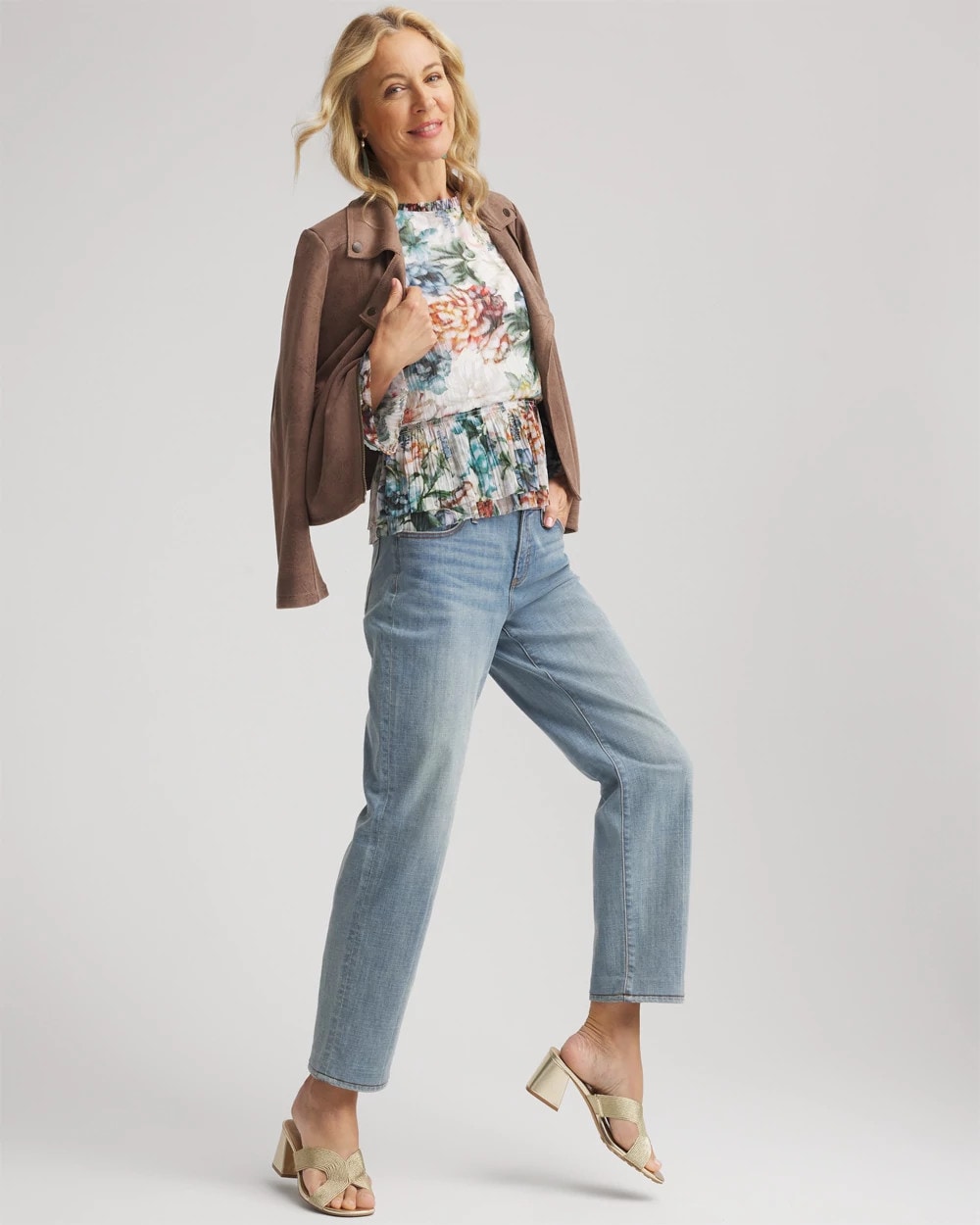 Chico's Girlfriend Straight Ankle Jeans AZZURRO INDIGO