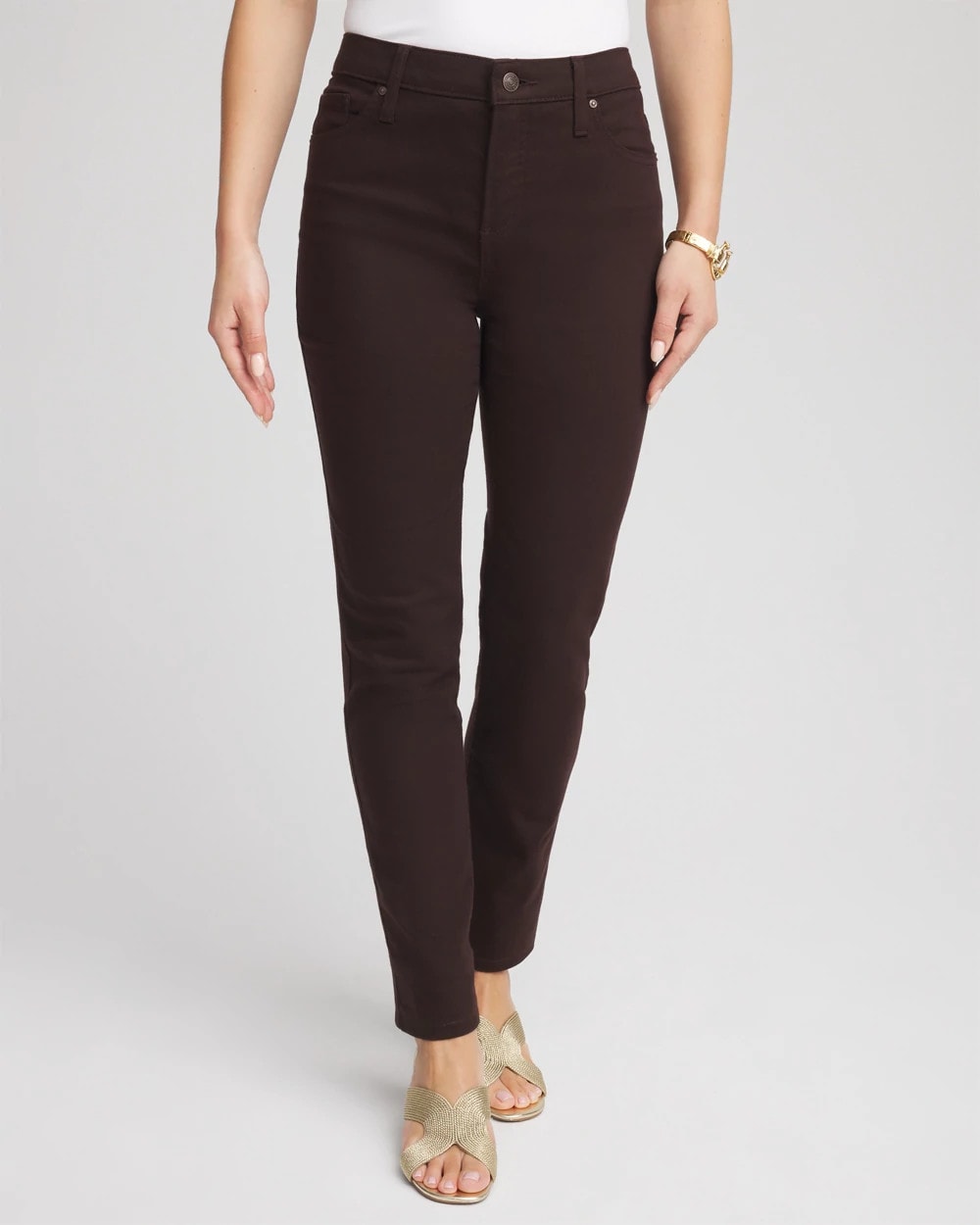 Chico's Girlfriend Slim Ankle Jeans COCOA BEAN