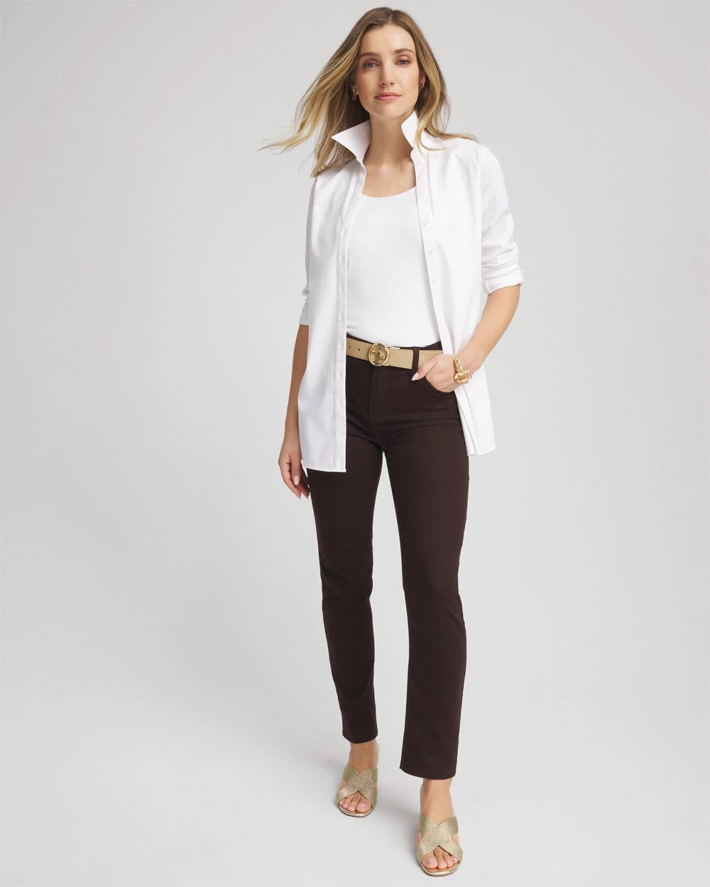Chico's Girlfriend Slim Ankle Jeans COCOA BEAN