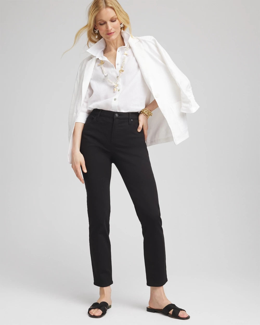 Chico's Girlfriend Slim Ankle Jeans BLACK