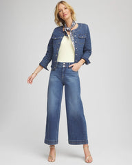 Chico's Double Stitch Wide-Leg Cropped Pants CAYMAN INDIGO