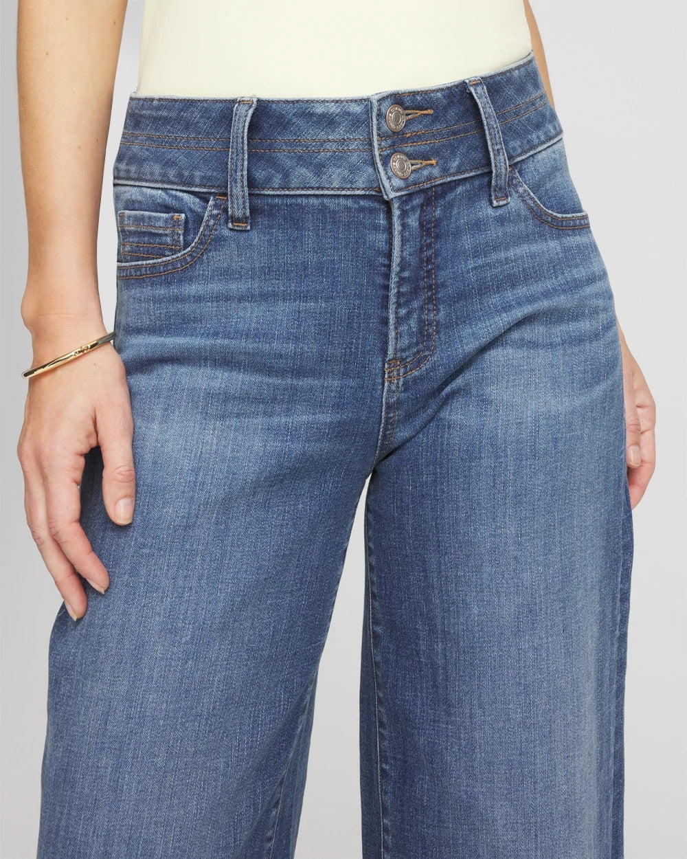Chico's Double Stitch Wide-Leg Cropped Pants CAYMAN INDIGO