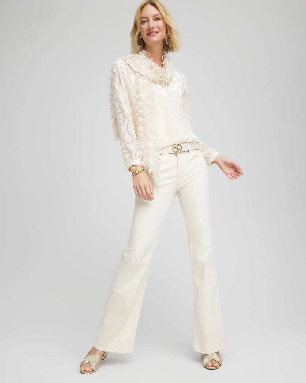 Chico's Girlfriend Flared Jeans ENGLISH CREAM