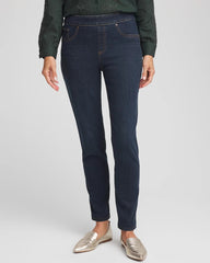 Chico's Pull-On Slim Ankle Jeggings DARK RAINIER INDIGO