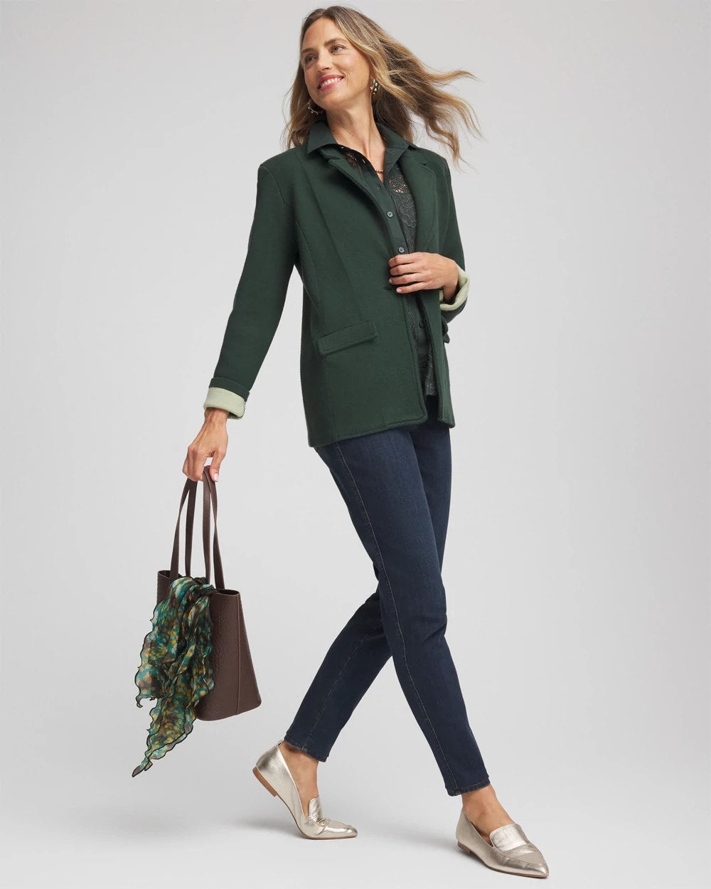 Chico's Pull-On Slim Ankle Jeggings DARK RAINIER INDIGO