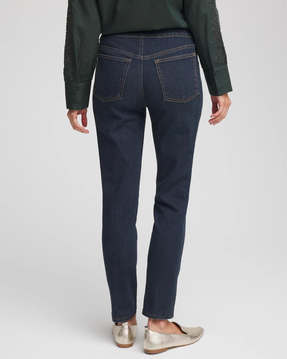 Chico's Pull-On Slim Ankle Jeggings DARK RAINIER INDIGO
