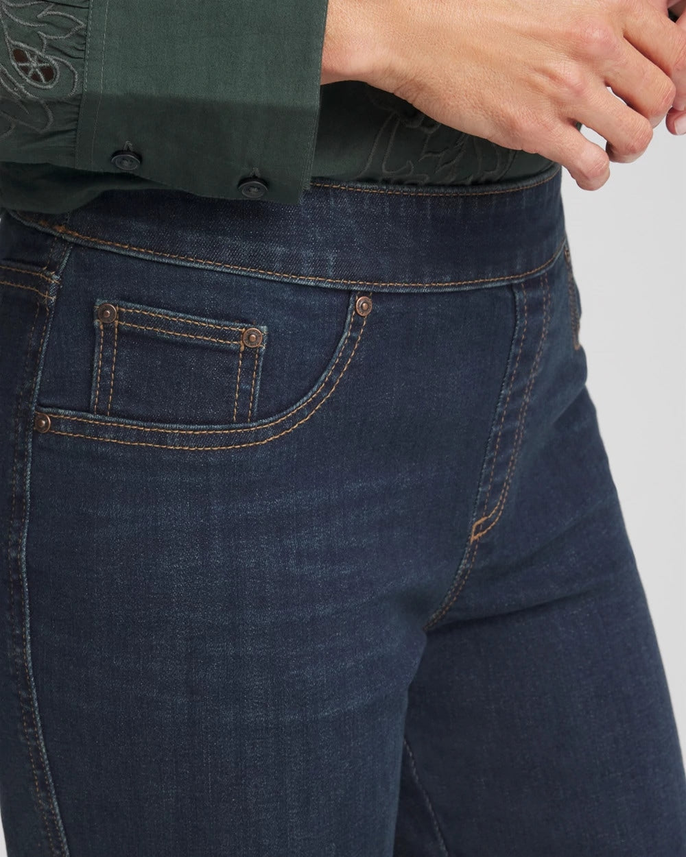 Chico's Pull-On Slim Ankle Jeggings DARK RAINIER INDIGO
