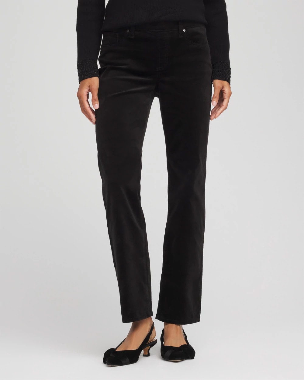Chico's Velveteen Pull-On Flared Jeans BLACK