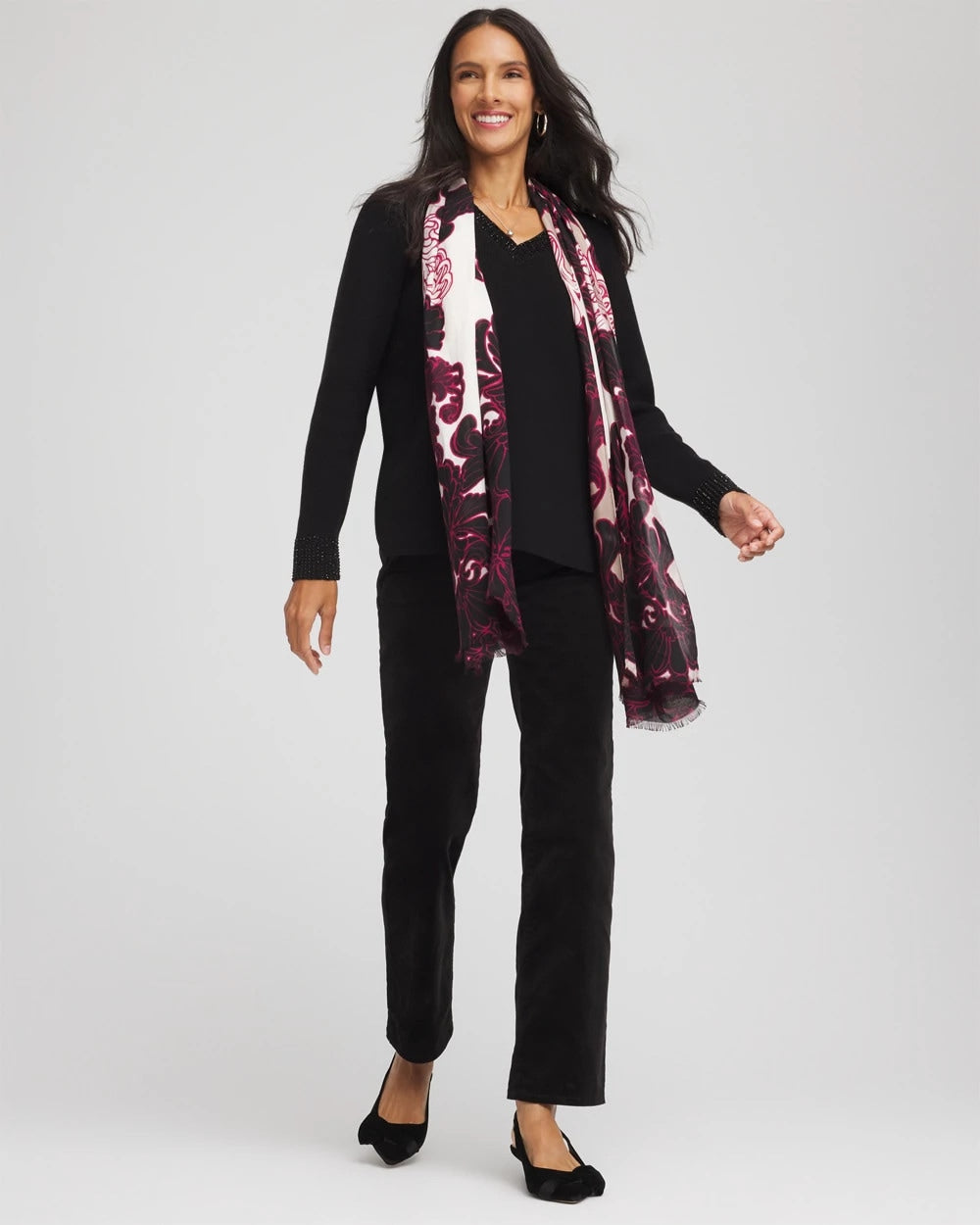 Chico's Velveteen Pull-On Flared Jeans BLACK