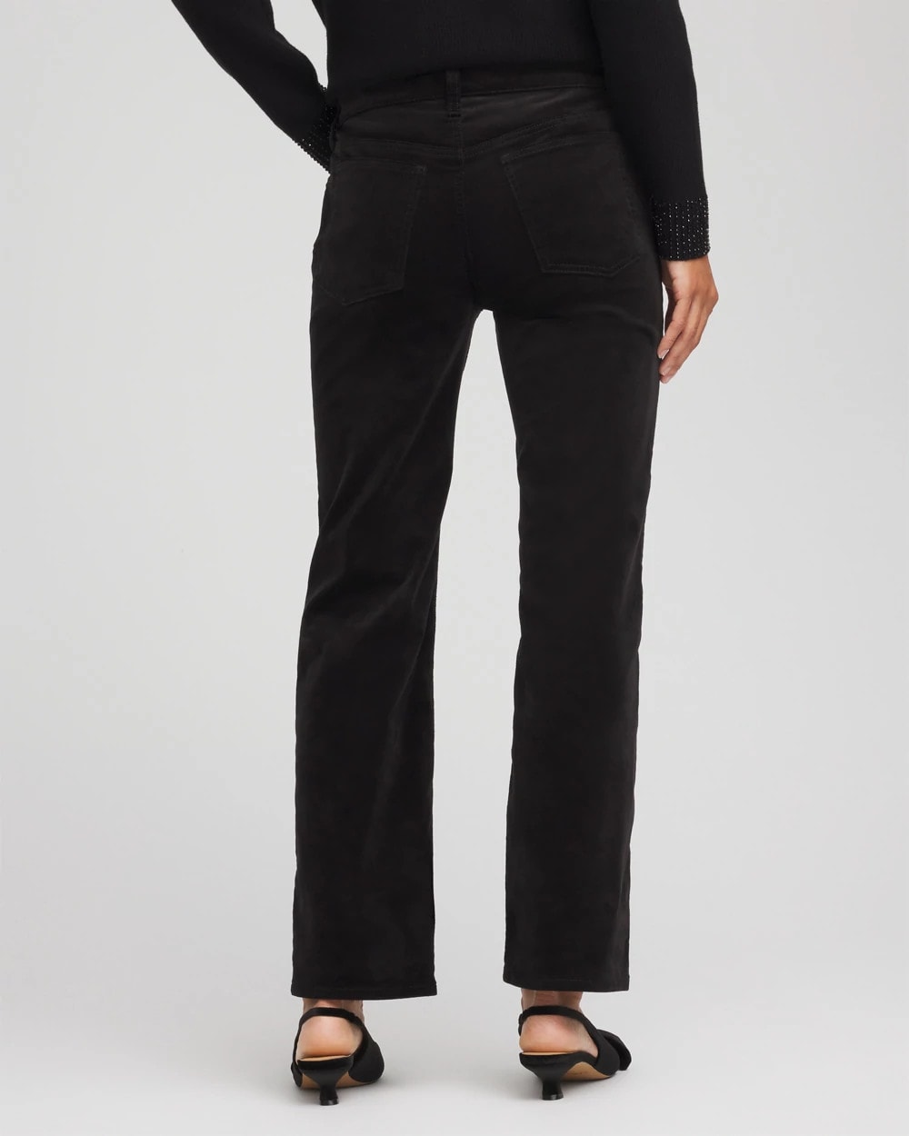 Chico's Velveteen Pull-On Flared Jeans BLACK