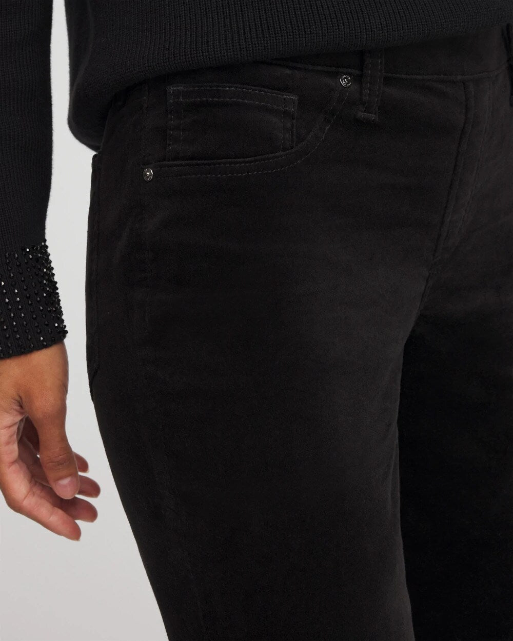 Chico's Velveteen Pull-On Flared Jeans BLACK