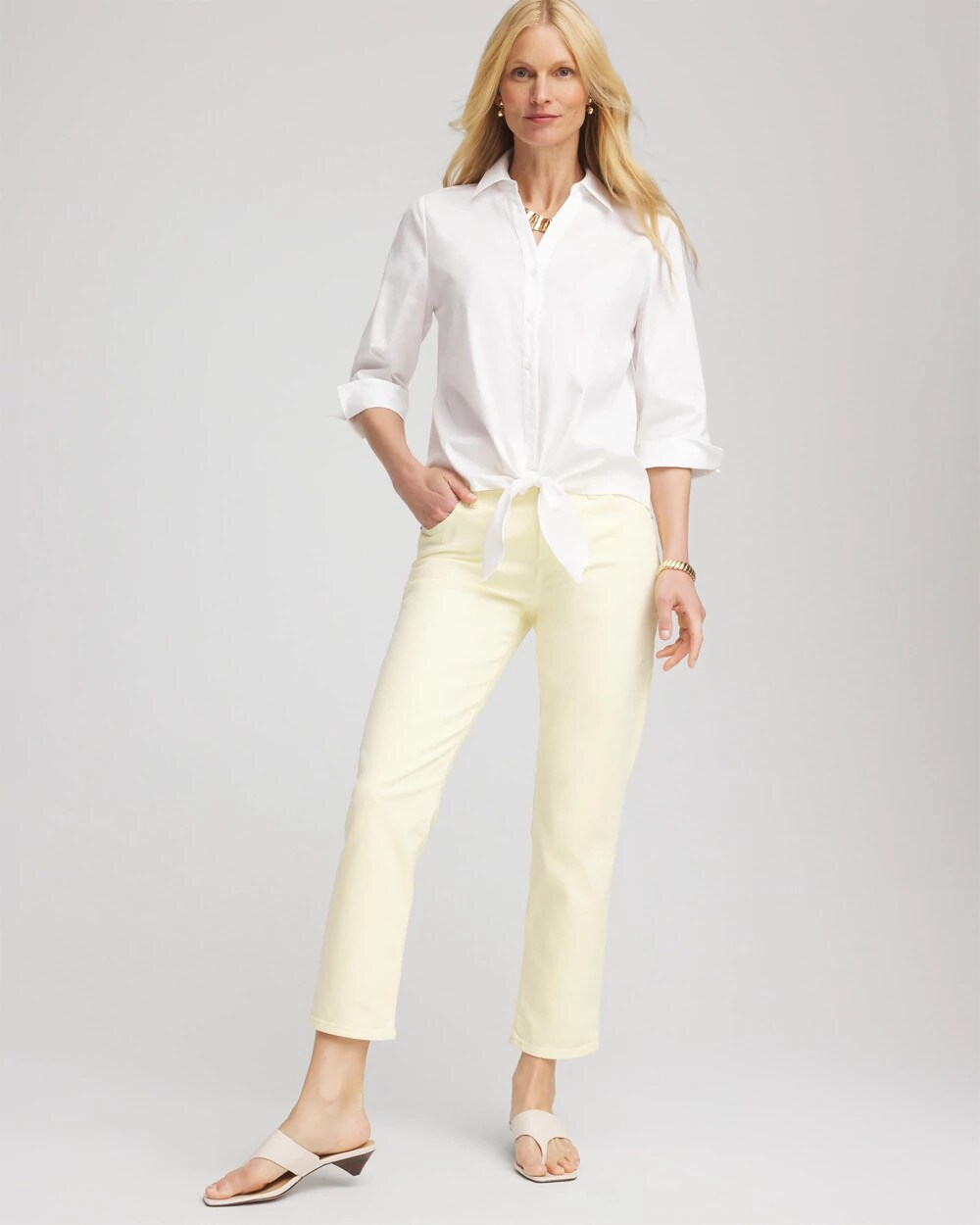 Chico's Girlfriend Cropped Jeans PANNA COTTA