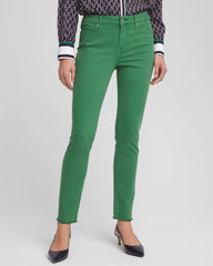Chico's Girlfriend Fray Hem Ankle Jeans JARDIN GREEN