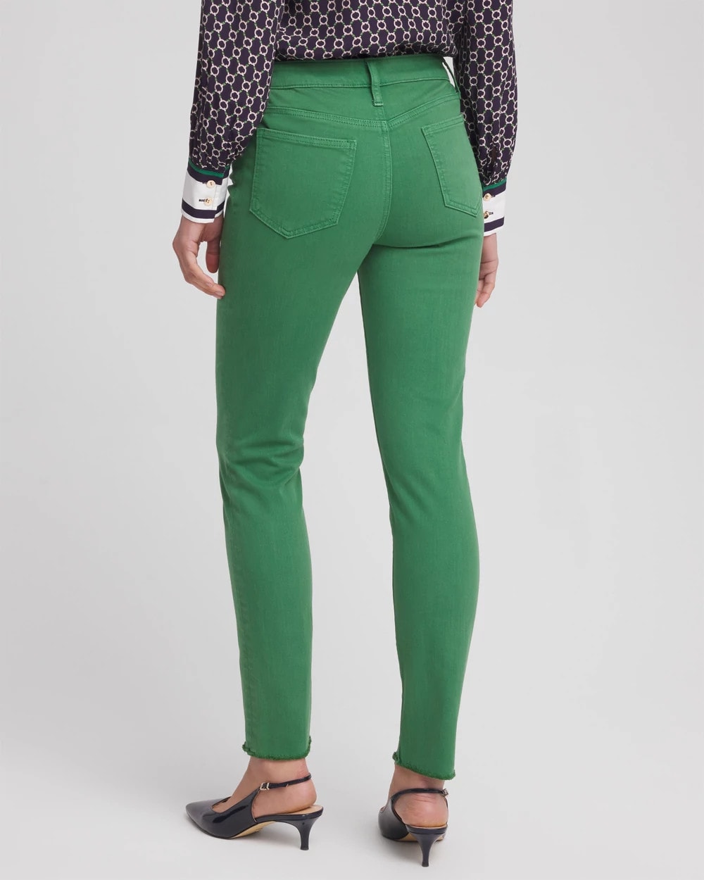 Chico's Girlfriend Fray Hem Ankle Jeans JARDIN GREEN