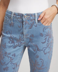 Chico's Girlfriend Slim Ankle Flocked Jeans FINFLOW INDIGO