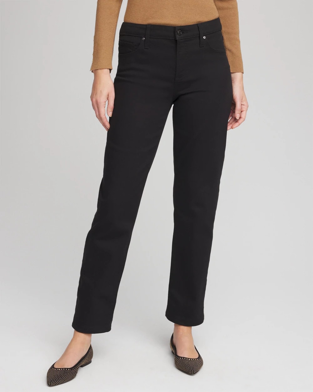 Chico's Girlfriend Straight Ankle Jeans BLACK